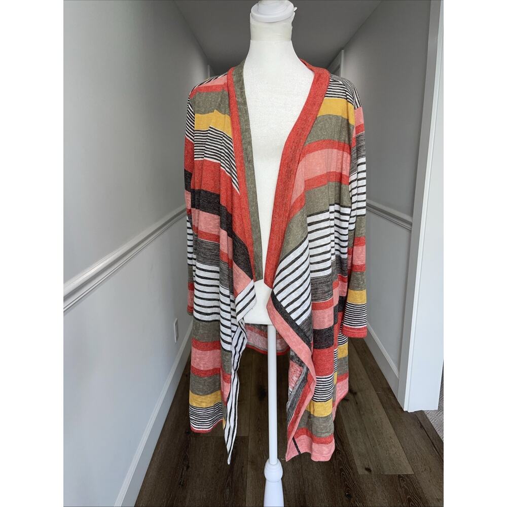 Dearcase Long Cardigan Lightweight Sweater Striped 2 XL Stretch Breathable
